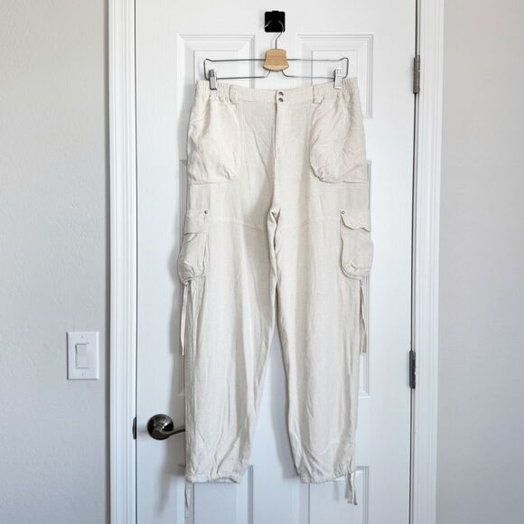Anthropologie Linen Relaxed Cargo Pants Slouchy Utility Boho Lagenlook Baggy XS - Picture 7 of 16